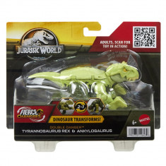 JURASSIC WORLD FIERCE CHANGERS DOUBLE DANGER DINOZAUR TRANSFORMABIL TYRANNOSAURUS REX SI ANKYLOSAURUS VERDE