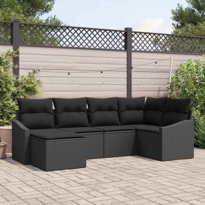 vidaXL Set de canapele pentru grădină 6 pcs Negru Rattan poli 3346793 foto