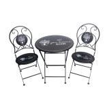 Cumpara ieftin Set mobilier gradina masa, 2 scaune fier negru alb 60 x 70 cm, 38 x 38 x 93 cm