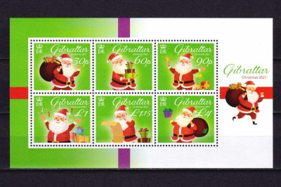 ✅( C5 ) Gibraltar 2021 &amp;quot; Craciun 2021 &amp;quot; nominal 7.95 &amp;pound; , bloc 149 , MNH foto