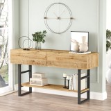 Masa consola Lappeenranta pal metal stejar rustic negru [en.casa] HausGarden Leisure