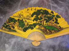 Evantai mare perete Feng Shui galben, arborele vietii 90 cm x 160 cm foto