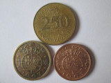 Lot 3 monede Liban/Macau/Angola:250 Livres 1996/10 Avos 1967/50 Centavos 1963