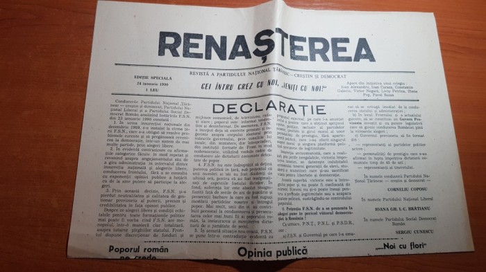 ziarul renasterea 24 ianuarie 1990-F.S.N participa la alegeri