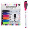 Set Markere Whiteboard, 6 Buc, V&acirc;rf Subțire, Burete &Icirc;ncorporat, Magnet, Multicolor, Oem