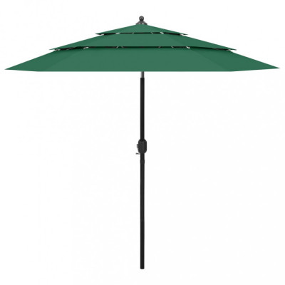 Umbrela de soare 3 niveluri, stalp de aluminiu, verde, 2,5 m GartenMobel Dekor foto