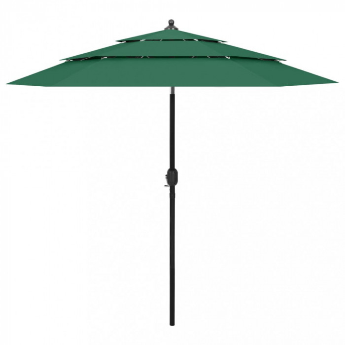 Umbrela de soare 3 niveluri, stalp de aluminiu, verde, 2,5 m GartenMobel Dekor