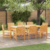 Cumpara ieftin Set de masa pentru gradina 9 buc. Maro 200 x 90 x 74 cm