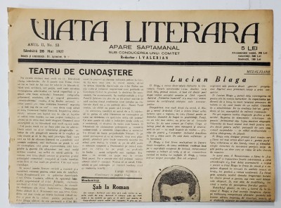 VIATA LITERARA , SUB CONDUCEREA UNUI COMITET , SAPTAMANAL , ANUL II , NR.53 , 28 MAI , 1927 foto