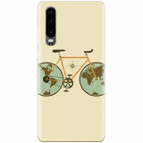 Husa silicon pentru Huawei P30, Retro Bicycle Illustration