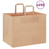 vidaXL Pungi de h&acirc;rtie 250 buc cu m&acirc;nere maro 32x22x24 cm