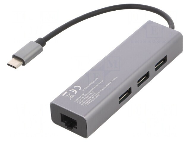Adaptor USB-Fast Ethernet cu Hub USB 3.0 și 3.1, 0,17m