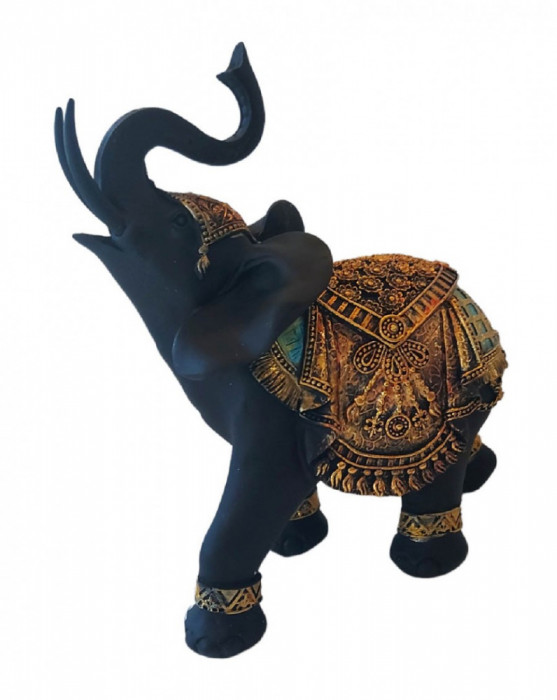Statueta decorativa, Elefant, Negru, 14 cm, 8374A-D1