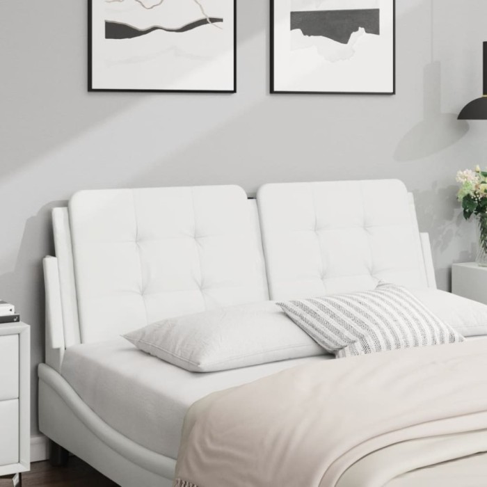 Gossi perna pentru tablie pat, alb, 140 cm, piele artificiala
