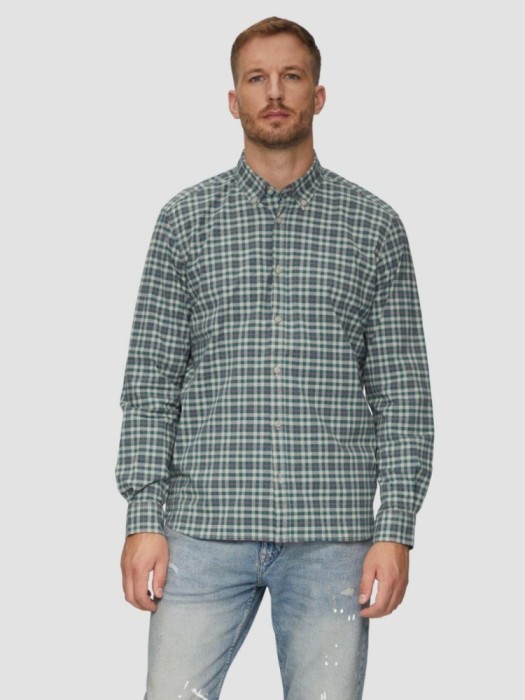Camasa barbati cu maneca lunga, imprimeu in carouri, croiala Regular fit, Multicolor, L