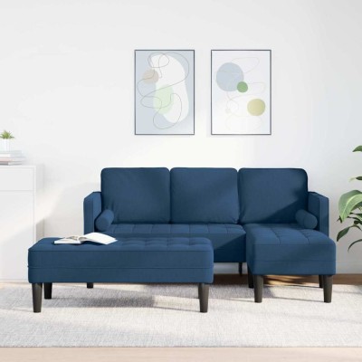 vidaXL Set de canapea 2 pcs Albastru 173 x 131 x 67 cm țesătură foto
