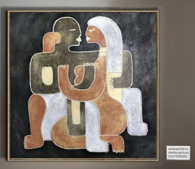 Cuplu Tablou modern, tablou abstract living tablou decorativ pictura 100x100cm foto