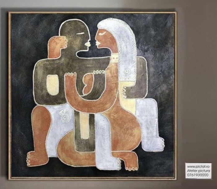 Cuplu Tablou modern, tablou abstract living tablou decorativ pictura 100x100cm