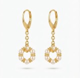 Cumpara ieftin Cercei Lungi din Argint 925 Pearl Crown, Placati cu Aur, cu Tortita si Pandantiv Circular cu Perle, 5 cm