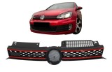 Grila Sport VW Golf 6 RS GTI Look Fagure Negru Lucios+Rosu, Emblema GTI, ABS