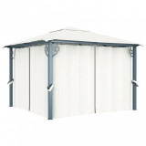 Pavilion cu perdele, crem, 300 x 300 cm, aluminiu, vidaXL