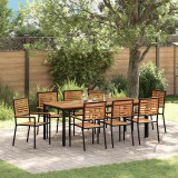 VidaXL Set de masă pentru grădină 9 pcs Negru 200 x 100 x 75 cm