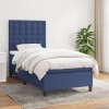 VidaXL Pat box spring cu saltea, albastru, 90x190 cm, textil 3142063