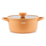 Cumpara ieftin Oala din aluminiu turnat cu acoperire ceramica si capac, 24 cm, crem