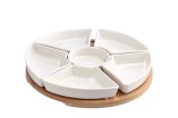 Cumpara ieftin Platou servire 6 compartimente, ceramica bambus 24,5 cm