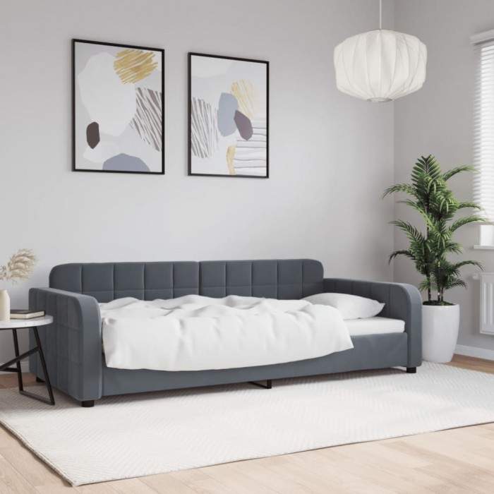 vidaXL Cadru de pat, gri &icirc;nchis, 90x190 cm, catifea 354072