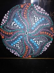 Mandala rotund negru pictat manual acrylic pictura in puncte decor negru perete pe disc vinil vinyl uzat de 12? foto