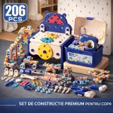 Banc de lucru cu bormasina electrica pentru copii, 206 unelte si piese constructii