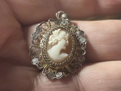 Camee vintage argint in filigran foto