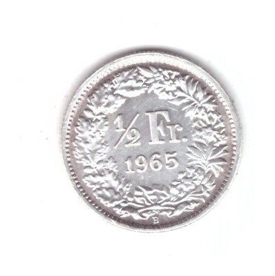 Moneda Elvetia 1/2 franc 1965, stare foarte buna, curata foto