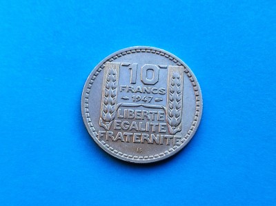 10 Francs 1947 Lit. B -Franta-stare buna -Rar foto