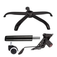Set placuta balans metalica 22 cm x 15 cm, baza 64 cm, rola universala cauciuc si cilindru piston, gaz, pentru scaune birou, negru, 35 cm