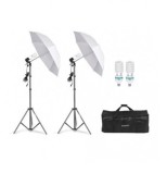 Cumpara ieftin Set iluminat de studio, 2x trepied, 2x becuri 150w 5500k, 2x umbrele de studio si geanta transport