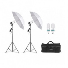 Kit foto studio,lumini,2 umbrele,trepiezi 200 cm inclusi + 2 becuri si geanta transport