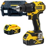 Dewalt DCD709P2T - Masina de gaurit si insurubat cu percutie cu 2 acumulatori Li-Ion 18 V 5 Ah 65 Nm motor fara perii led iluminare valiza speciala