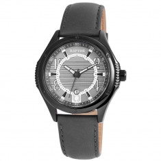 Ceas barbatesc, Raptor, data, carcasa neagra, cadran gri, curea antracit, 44mm