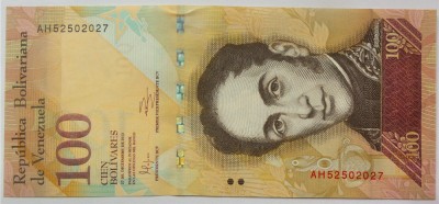 BANCNOTA EXOTICA 100 BOLIVARES - VENEZUELA, anul 2012 *cod 454 = A.UNC+ foto