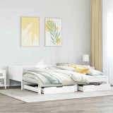 VidaXL Pat de zi cu extensie și sertare fără saltea, alb, 80x200 cm
