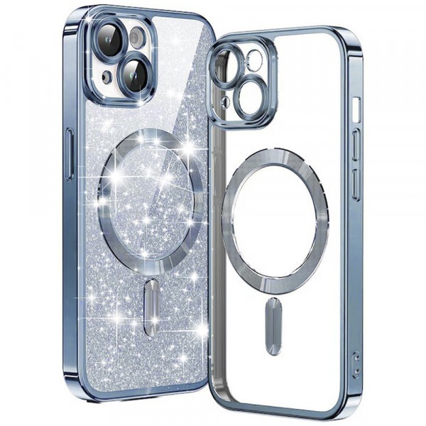 Husa MagSafe pentru Apple iPhone 14 Plus, Techsuit, Luxury Glitter, Bleu