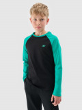 Cumpara ieftin Tricou cu m&acirc;necă lungă unicolor pentru băieți - verde, 4F Sportswear