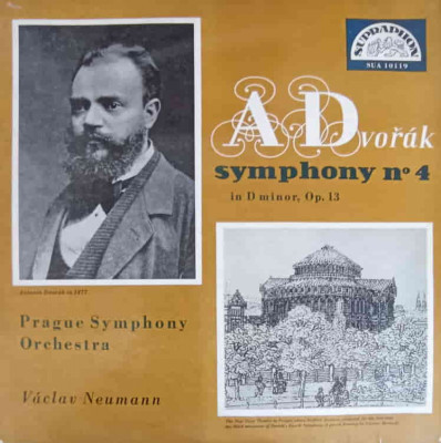 Disc vinil, LP. Symphony No. 4 In D Minor, Op. 13-A Dvorak, Prague Symphony Orchestra, V&amp;aacute;clav Neumann foto