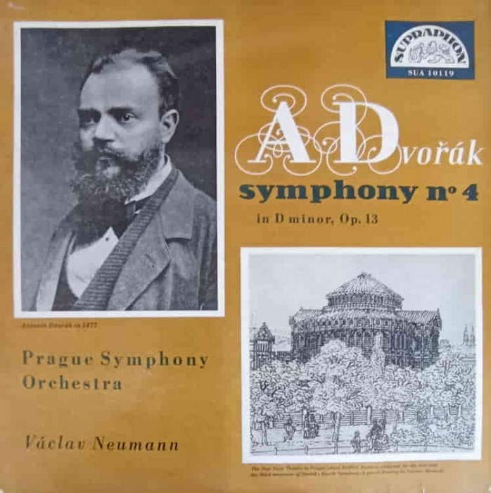 Disc vinil, LP. Symphony No. 4 In D Minor, Op. 13-A Dvorak, Prague Symphony Orchestra, V&aacute;clav Neumann