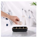 Cumpara ieftin Set 4 piese, 2 sapuniere si 2 saculeti pentru sapun Lyeiaa, 13.2 x 8.5 x 2.5 cm, plastic, lemn, multicolor