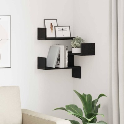 vidaXL Rafters colțar de perete cu raft Stejar negru 40 x 40 x 49.5 cm 862652 foto