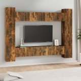 vidaXL Set dulapuri TV, 10 piese, stejar fumuriu, lemn prelucrat