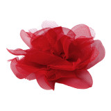 Floare textila din sifon pentru haine, diametru 8 cm, Rosu
